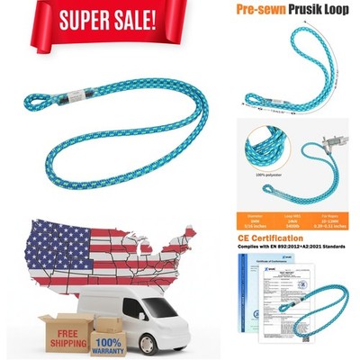 Versatile 8MM 22'' Prusik Loop - 24kN Safety Cord for Outdoor Climbing & Rescue