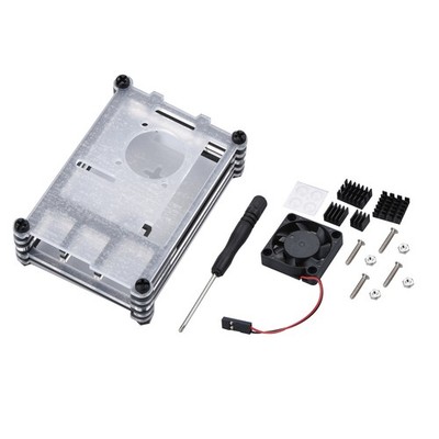 9-Layer Acrylic Transparent Case with Cooling Fan & Heatsink for Raspberry Pi 4B
