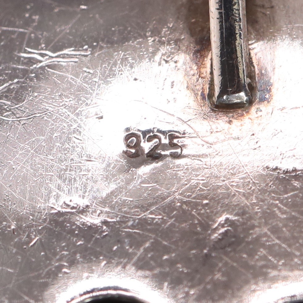 VTG Sterling Silver - ISRAEL Eilat Cabochon Wavy Waveform Necklace Pendant - 24g