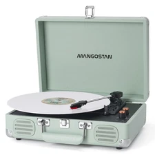 Record Player 3 Speed Bluetooth Portable Suitcase, Vinyl Phonograph with Buil...