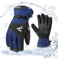 Vgo Waterproof Insulated Winter Work Gloves Goatskin Leather Blue L GA7760FLWP