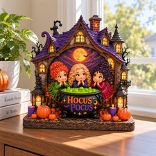 Halloween Wooden Block Sign, Hocus Pocus Inspired Witch Decor