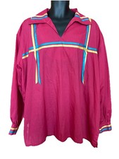 Authentic Handmade Men s Navajo Ribbon L/S Shirt Regalia Pow-Wow 2X