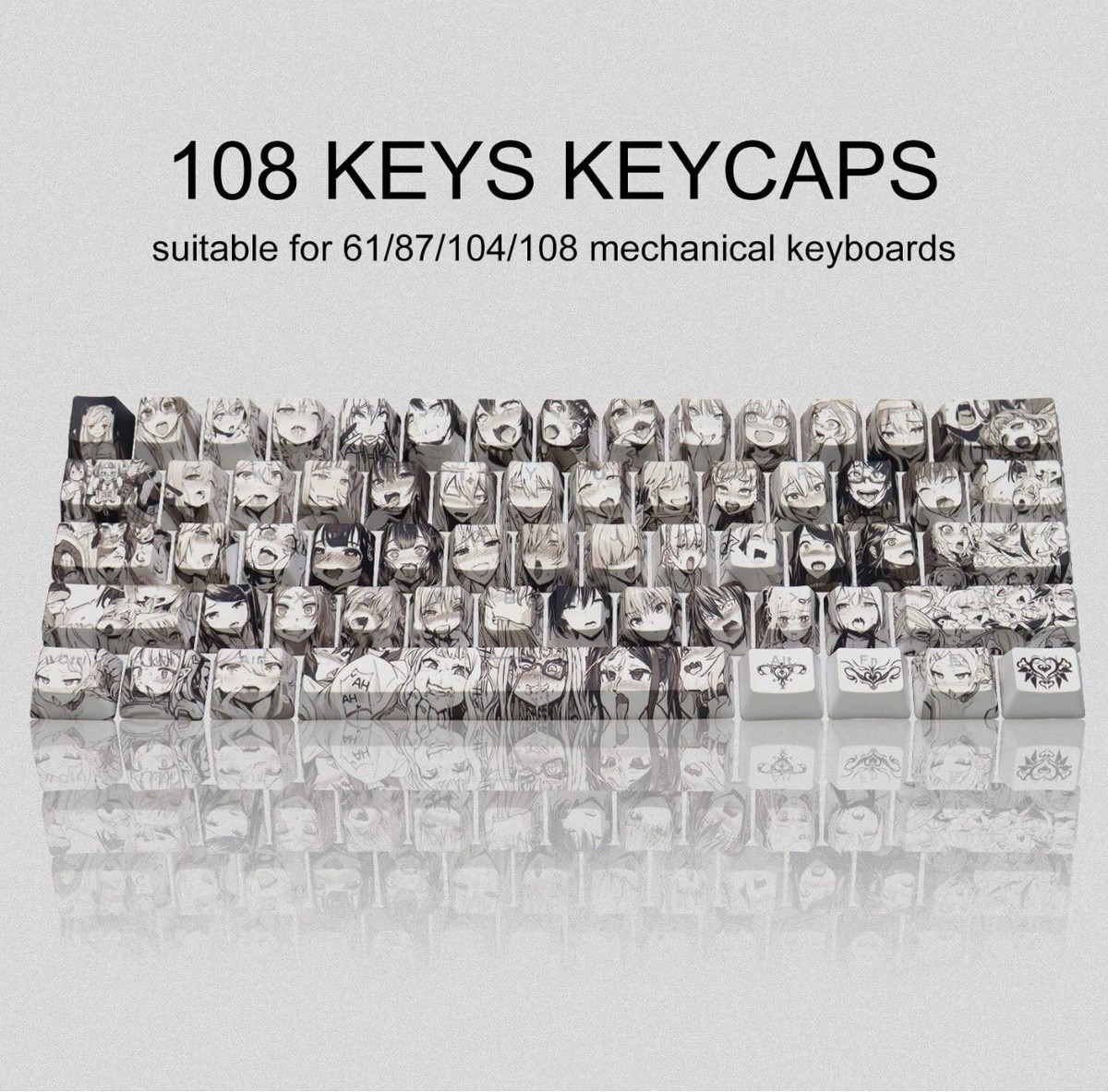 GMKWTL PBT Anime Keycaps 108 Keys XVX Japanese Custom Backlit