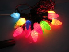 CHRISTMAS LIGHTS-VINTAGE NOMA C9 String Lights-15 Swirled Glass Bulbs-Working