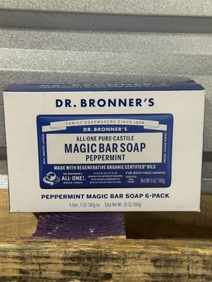 Dr. Bronner s All-Pure Castile Magic Bar Soap   Peppermint 5 Oz (6-Bar Box)