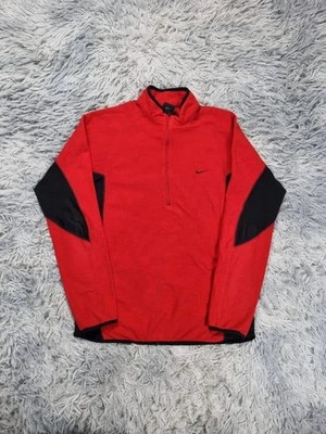 Nike Therma-Fit Vintage Fleece Half Zip Red & Black Pullover Sportswear 00s 90s