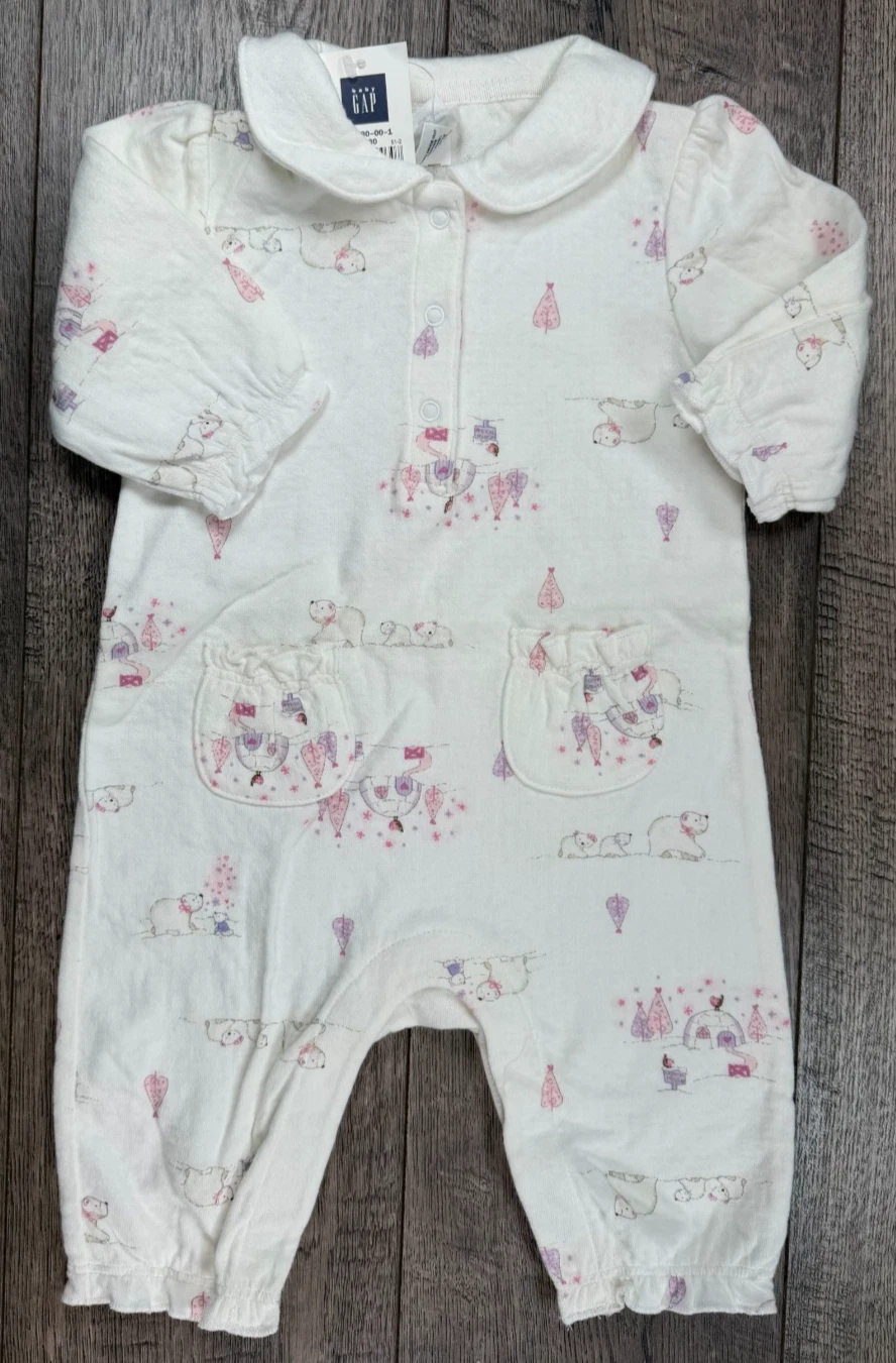 Baby Girl Clothes New Vintage Gap 0-3 Month Polar Bear Outfit