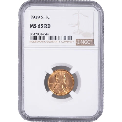 1939 S 1c Lincoln Wheat Cent ~ NGC MS 65 RD