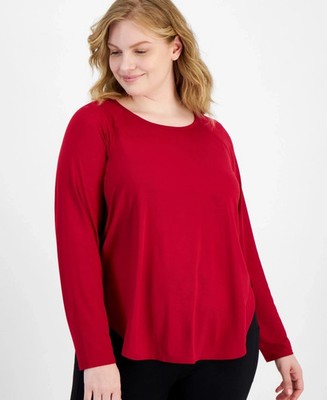 ID Ideology Plus Size Essentials Long Sleeve T-Shirt,  Cranberry whip, 1X