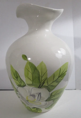 Red Wing Pottery Magnolia Chartreuse 10" Vase, 1950s, Hand Painted