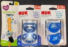Nuk Orthodontic Pacifiers & Paci Clip, Size 6-18M