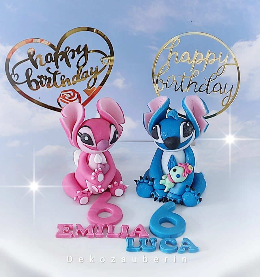 Stitch Engel inspiriert Figuren Deko Tortendeko Geburtstag Cake Topper Fondant - Bild 2 von 4