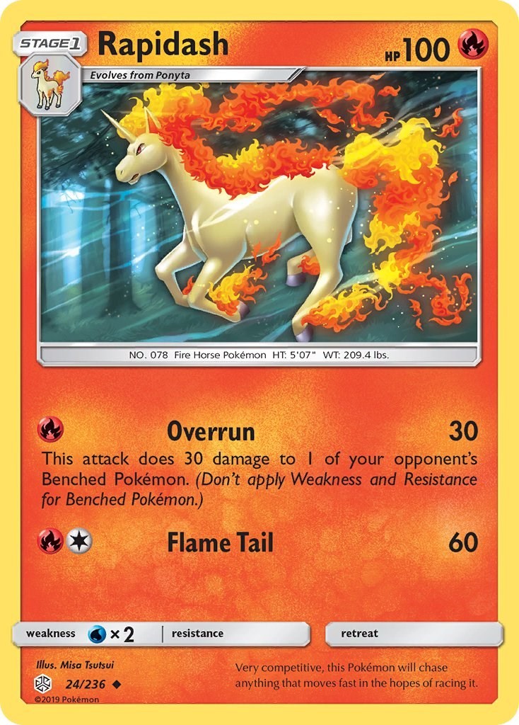 Rapidash (24/236) Uncommon NM SM12 SM - Cosmic Eclipse Pokemon TCG