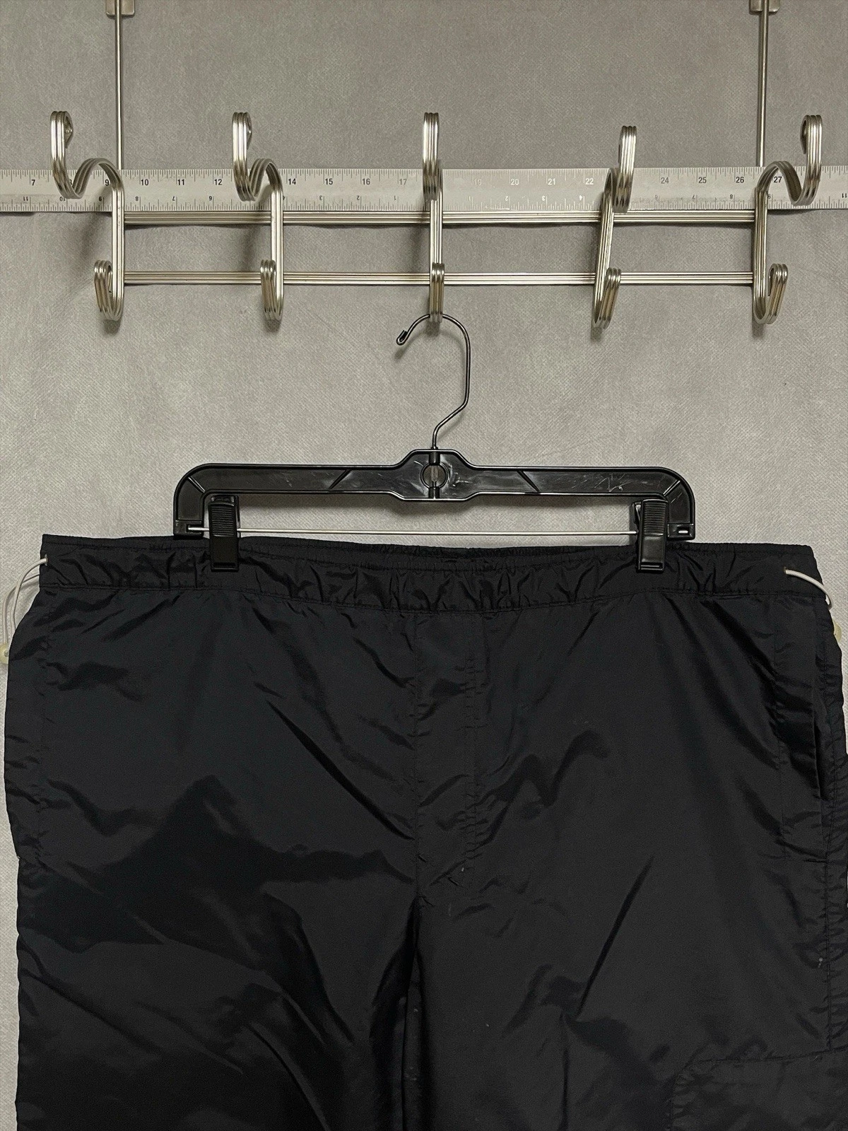VTG Nike Pants Men L Black Windbreaker Baggy Track Lined Softshell Ankle Zip Y2K