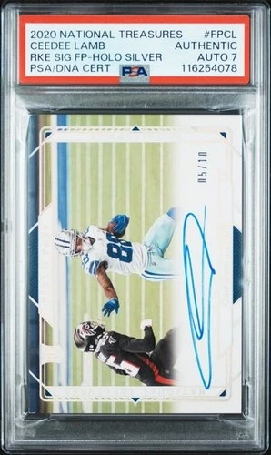 2020 NATIONAL TREASURES #FPCL CEEDEE LAMB RKE SIG FP-HOLO SILVER PSA AUTH AUTO 7