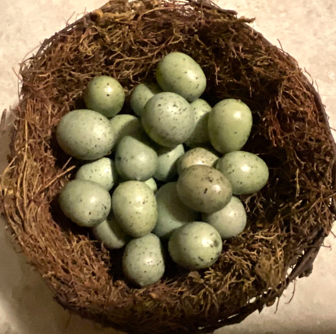 Set 6 Green Speckled Eggs 3/4&rdquo;- 1&rdquo; Bird Eggs Spring Decor