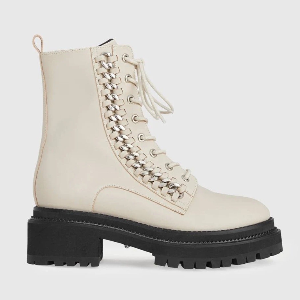 SAOLA Stivali donna Rebecca Minkoff Edie nuovi con etichette suola a catena stringati grossi taglia 9