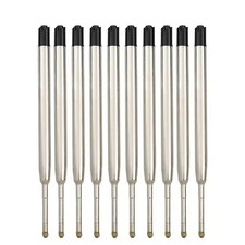 10Pc Ballpoint Pen Refills Black Ink 1mm Medium Tip Parker Style