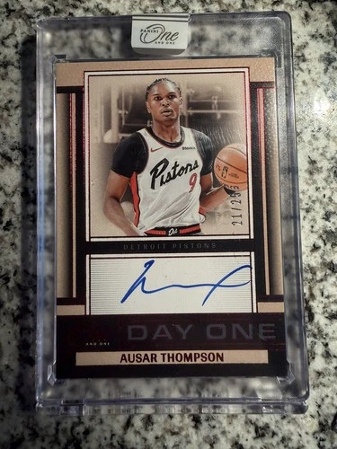 2024-25 Panini One Day One Ausar Thompson Day Signatures Red Auto 21/25 Pistons
