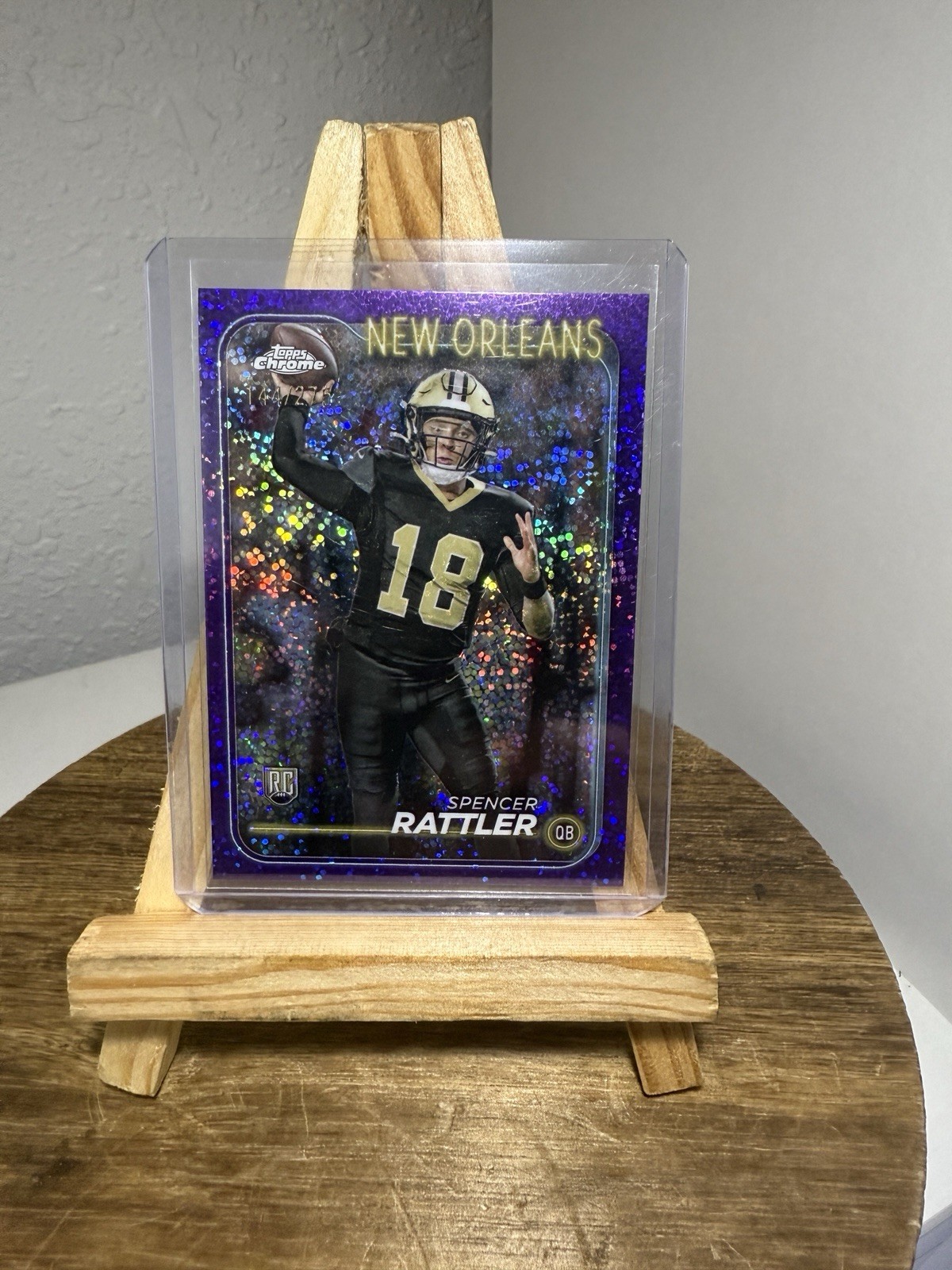 2024 Topps Chrome - Spencer Rattler #213 Purple Speckle Refractor /275 (RC)