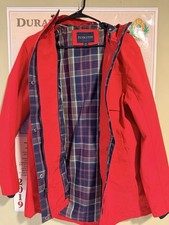 Pendleton Men's Red Hooded Lined Mid-Length Parka Jacket Zip/Button Size M
