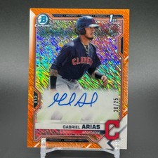 GABRIEL ARIAS 2021 Bowman Chrome Orange Shimmer #'d /25 Refractor Auto 1st RC