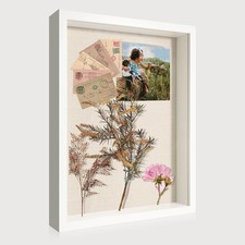 11x14 Shadow Box Display Case with Tempered Glass, White Wooden Large Memory ...