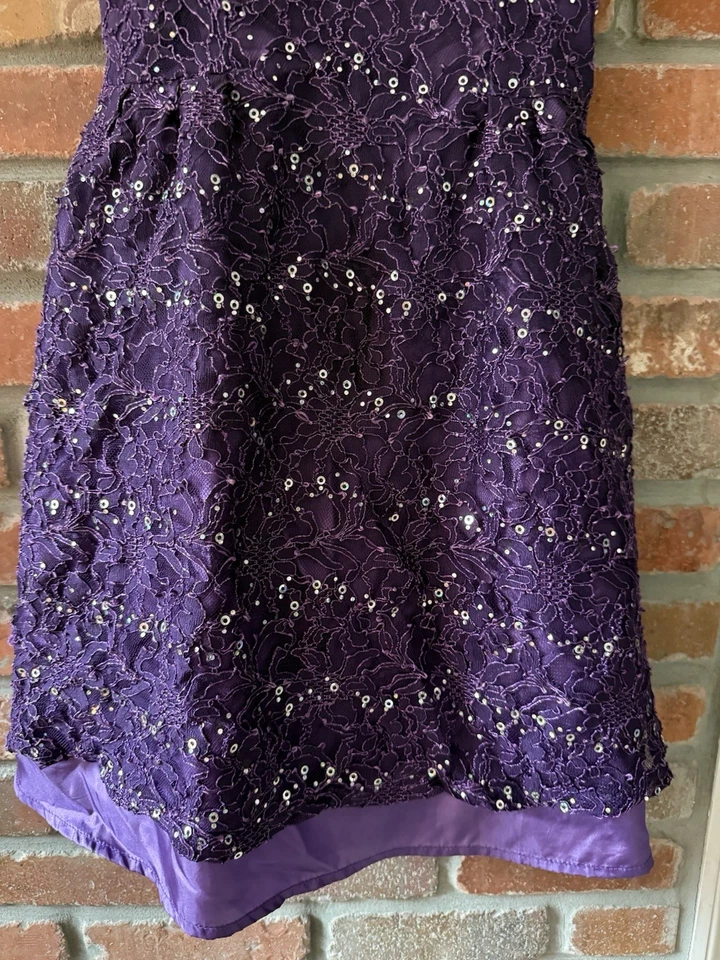 Vestido de festa My Michelle infantil meninas lantejoulas roxas renda feriado Natal tamanho 14 - Imagem 3 de 4