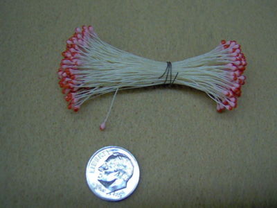 Vintage White Double Ended Stamens with Pink/Red Tip made in Japan 