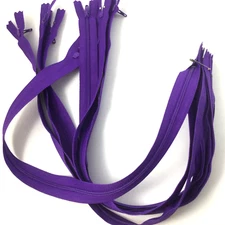 Purple Plastic Zippers 19 " Lot of 7 New