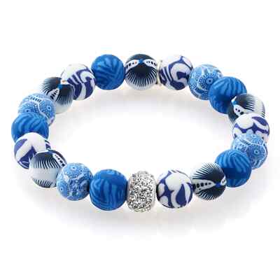 NEW JILZARAH Handmade Clay Beads SANTORINI BLUE WHITE