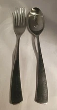 Studio William Larch Satin Stainless Flatware 2 pc Serving Fork & Slotted Spoon 