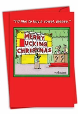 1 Funny Christmas Greeting Card w/Env.- Happy Holidays - Merry _ucking Christmas