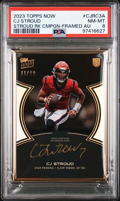 2023 TOPPS NOW CJ STROUD ROOKIE CAMPAIGN FRAMED AUTO CJ STROUD 71/99 PSA 8