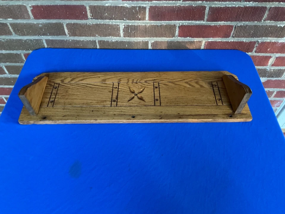 Antique Chestnut Crown Pediment Backsplash Shelf - Image 4 of 4