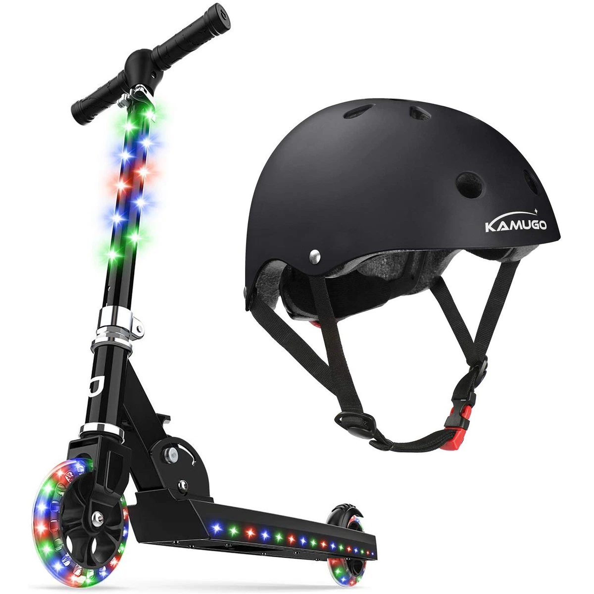 Patineta Monopatin Patin Scooter De 2 Llantas Con Luces LED Y Casco Para  Niños