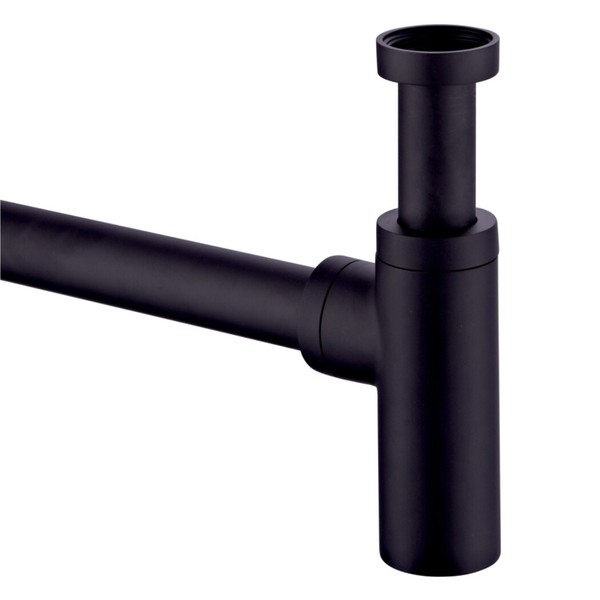 Siphon Rund Schwarz Matt Ablauf Garnitur Waschbecken Abfluss RöHren Sifon Modern-image