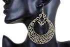 Women Ethnic Fashion Jewelry Hook Earrings Set Big Round Gold Metal Bling Style
