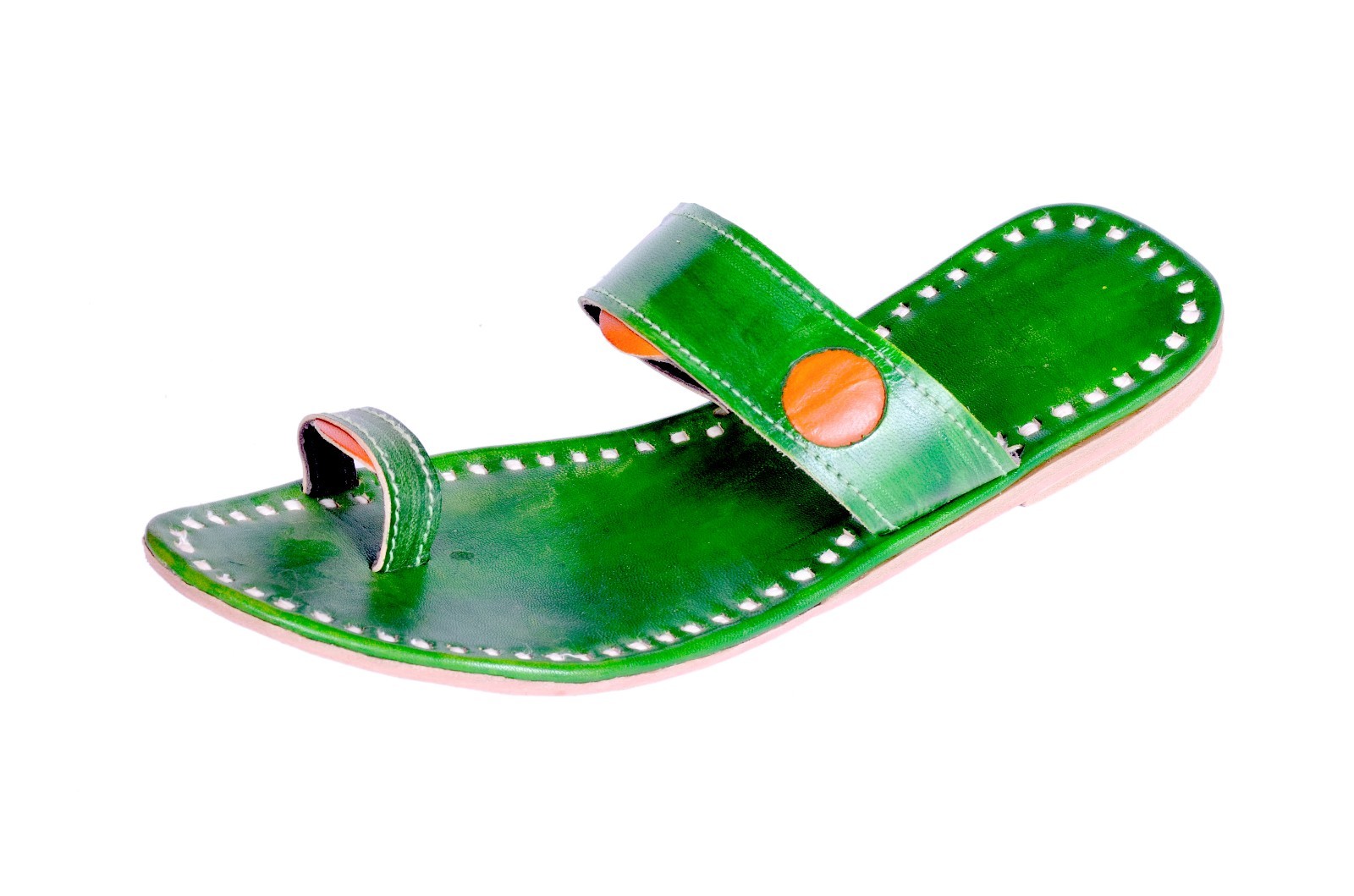 Ladies Green Leather Handmade India Sandals Slippers Shoes Flip Flops