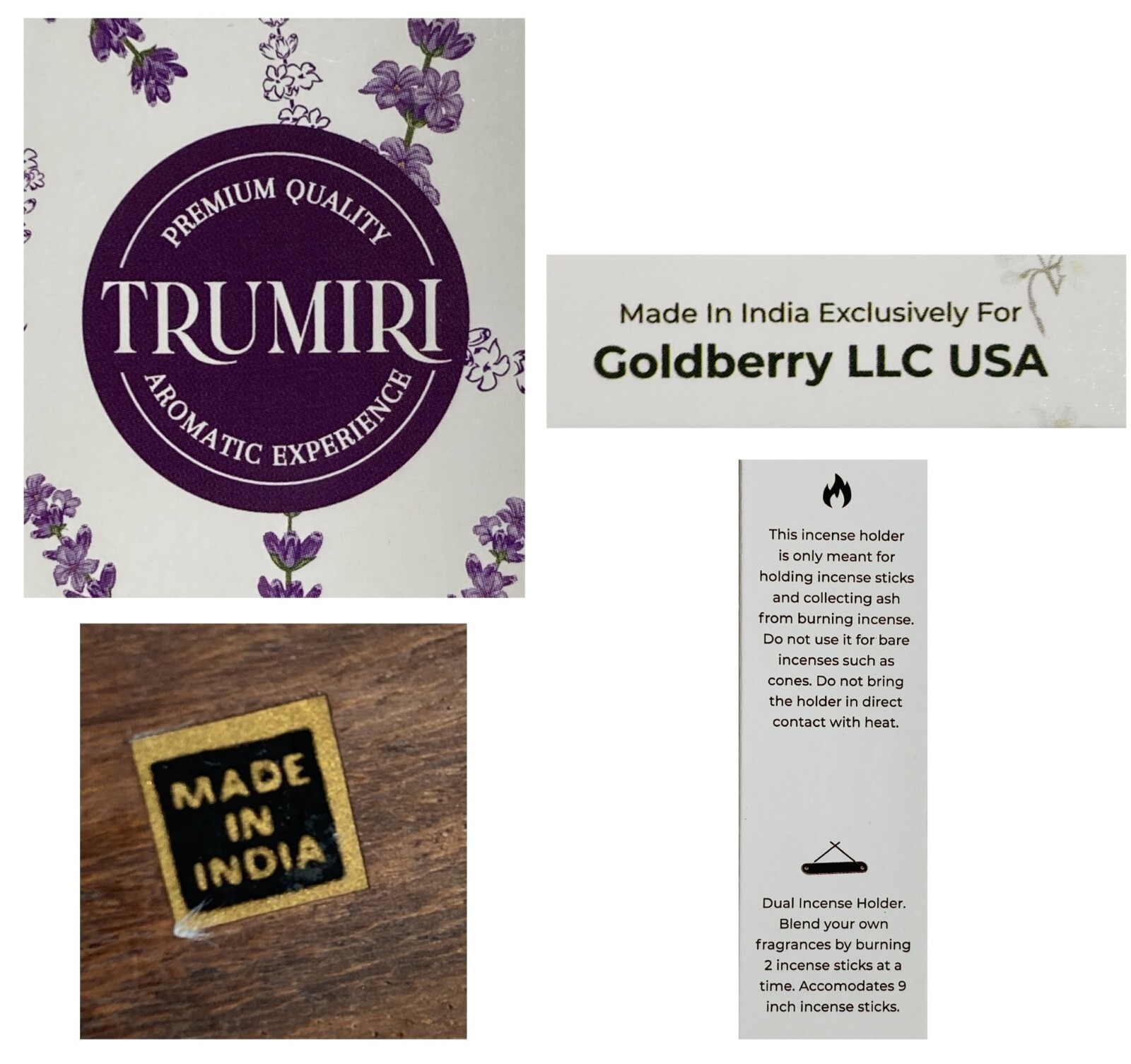 Incense Sticks 140 Lavender Jasmine Lily Patchouli Rose +2 Holders Trumiri India