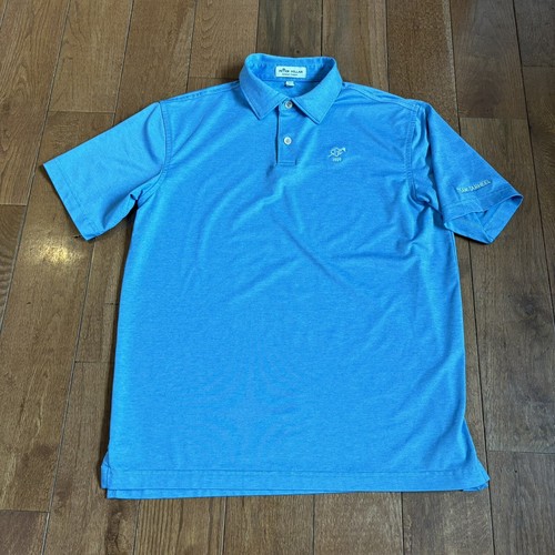 Boys Peter Millar Summer Comfort Golf Polo Shirt "Team Tarheel" Blue sz L 11-12