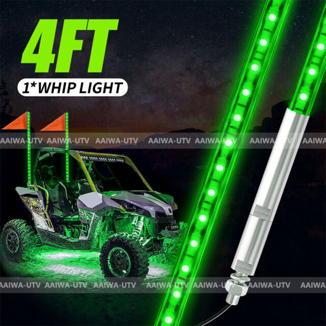 4ft LED Lighted Antenna Light Whip Flag Pole For UTV ATV Polaris RZR Buggy 1Pack