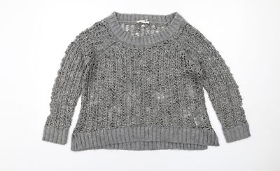 Esprit Damenpullover grauer Rundhals Acryl Größe M