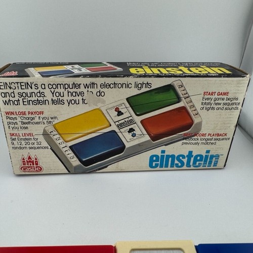 Einstein Handheld Electronic Matching Game w/Box 1979 Castle Toy PARTS OR REPAIR - Picture 5 of 9