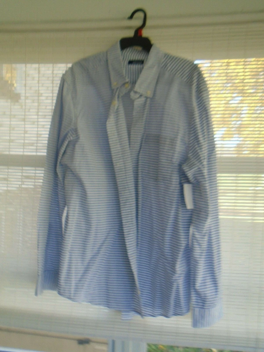 Basic Editions Men s Size XL Long Sleeve Lt. Blue White Striped