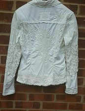 Luisa Cerano Cream White Cotton Blend Jacket Uk Size 8 Fr 36 D 34