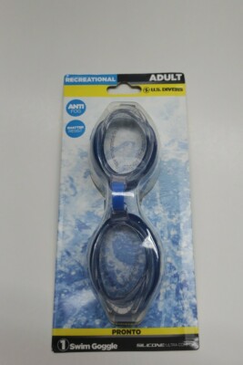 US Divers Adult UV Fitness Wave Swim Goggles, Shatter Resistant, Blue, NEW