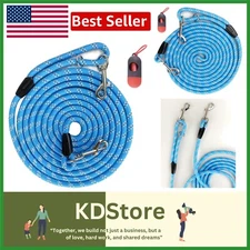 Long Blue Dog Leash 50FT with Reflective Threads - Ideal for Safe Adventures