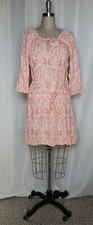 ARYATI COLLECTION WOMEN'S HALF SLEEVE FLORAL PRINT DRESS PEACH WHITE ONE SIZE 